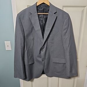 Holbrook World Traveler Gray Lt Blue Poly-Blend Sports Jacket 46R Great PreOwned